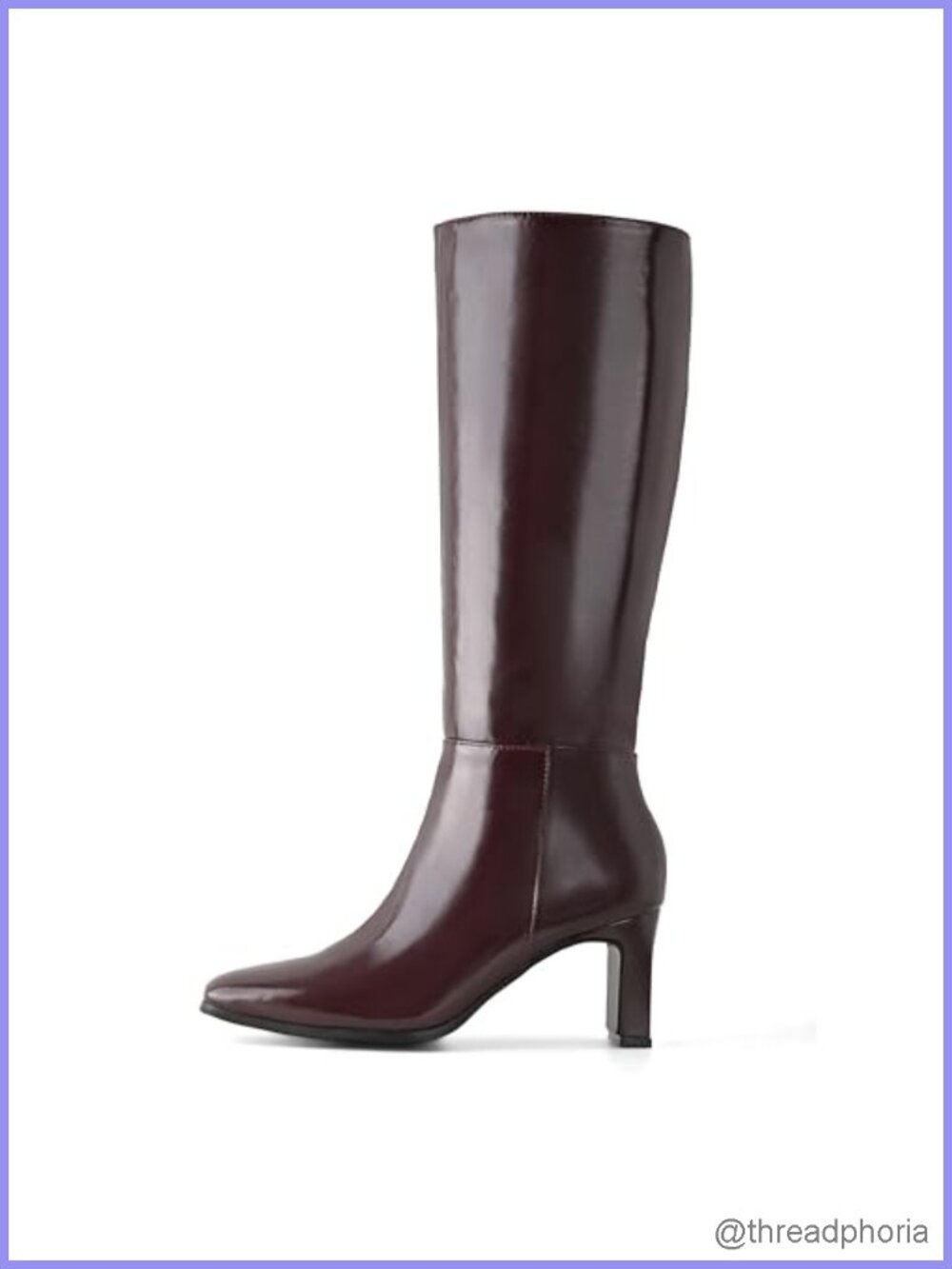Women's Knee High Faux Leather Chunky Heel Boots Square Toe Side Zipper